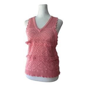 Studio 19 Bubblegum Pink Crocheted Tank Top
